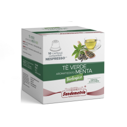 10 Capsule San Demetrio Tè Verde Menta BIO compatibili Nespresso®* COMPOSTABILI